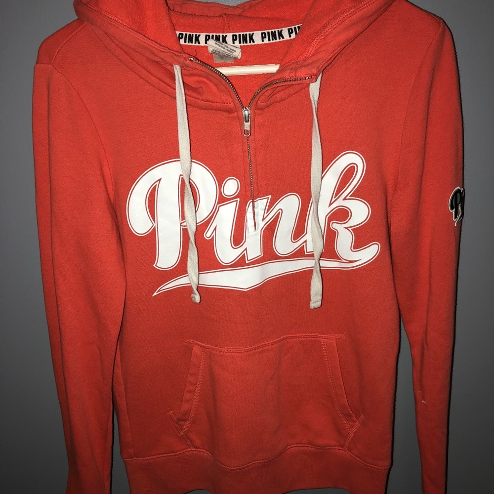 PINK Orange Half-Zip Sweater